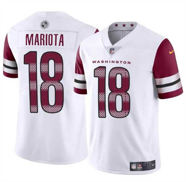 Men & Women & Youth Washington Commanders #18 Marcus Mariota White 2024 Vapor Limited Stitched Jersey